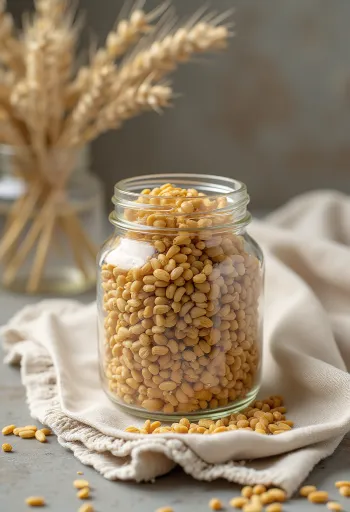 Ohralesettä keraamisessa kulhossa ja ripoteltuna puiselle keittiötasolle