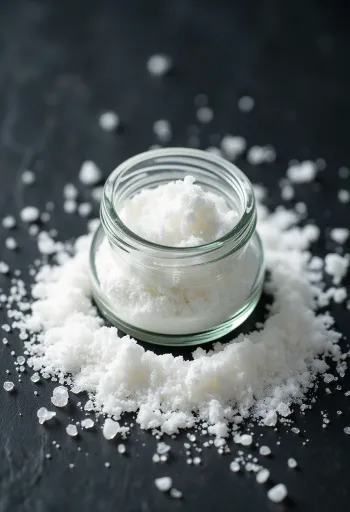 Askorbiinihappojauhetta pienessä kulhossa puulusikan kera