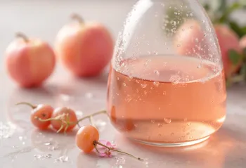 Viinietikkaa lasikulhossa, ympärillä punaista ja valkoista rypälettä sekä etikkaemo pullossa