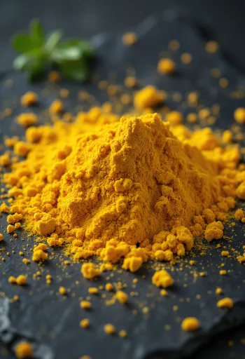 Currymausteseosta ripoteltuna maalaismaisella puutasolla, pienessä kulhossa