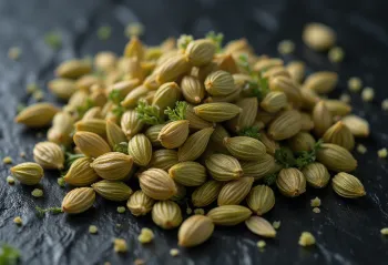 kokonaisia fenkolinsiemeniä kuivattuna puupinnalla