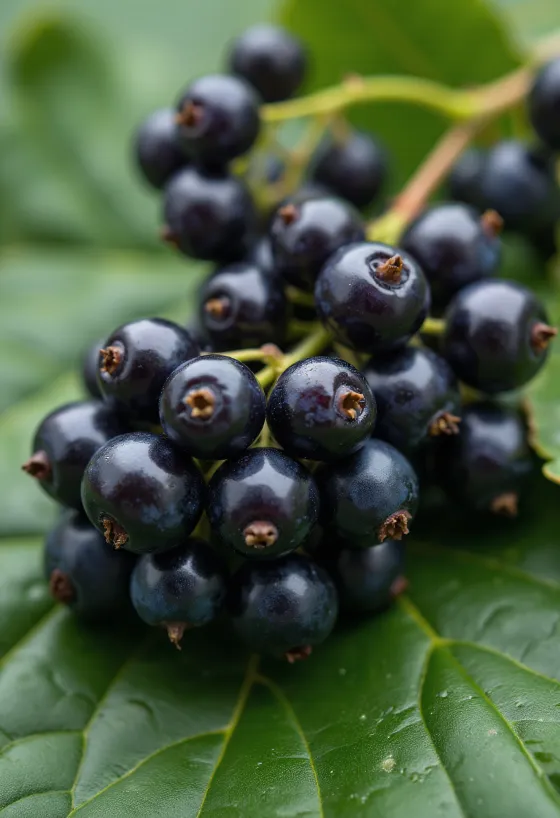 Tuoreita mustaherukoita kulhossa ja pöydällä, kotitekoista hilloa ja lehtiä