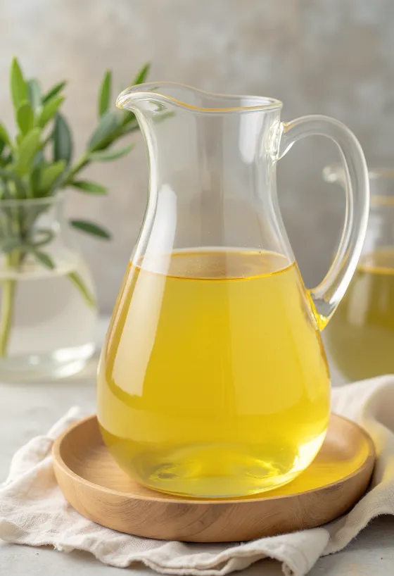 Puhdistettua palmuöljyä kulhossa ja palmuhedelmän maltoa