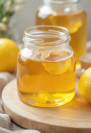 Glukoosisiirappia lasipurkissa ja lusikasta valutettuna