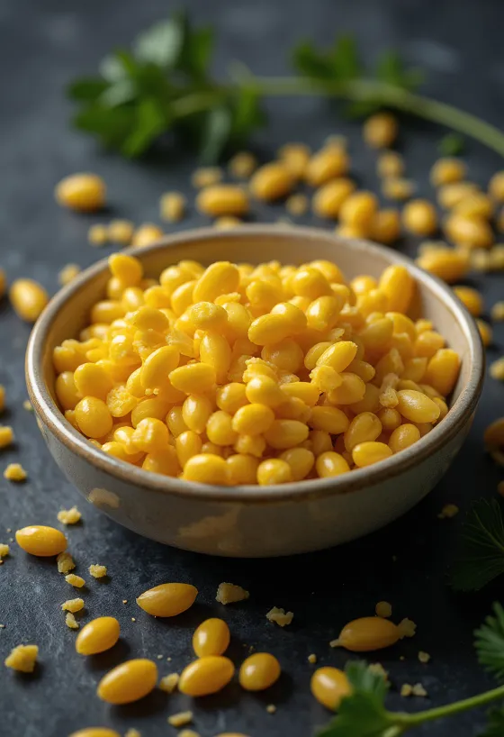 Kuivattuja hirssin jyviä, hieno tekstuuri ja luonnollinen väri