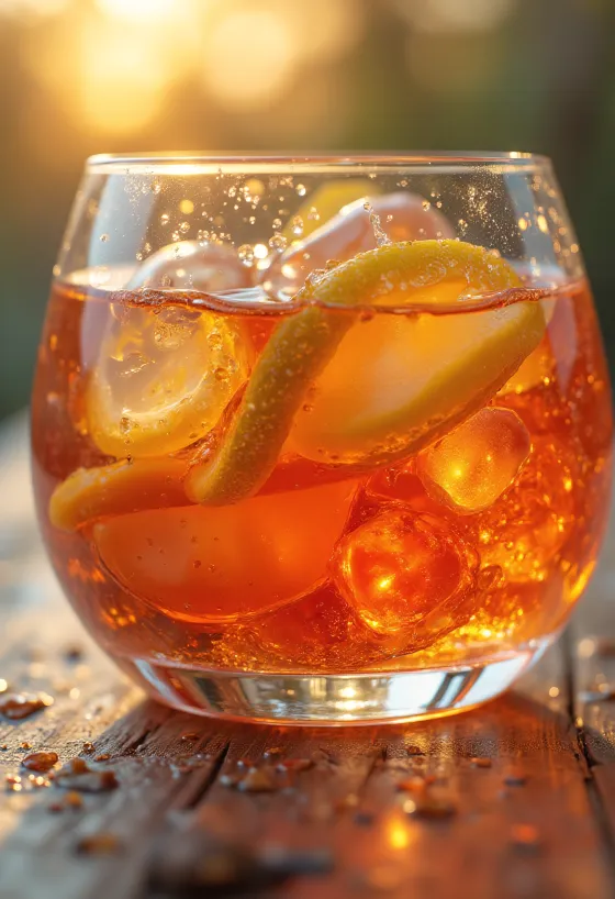 Likööripullo ja lasi, ympärillä mausteita ja luonnollisia makuaineita