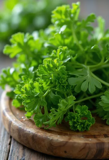 Tuoretta kähäräpersiljaa leikkuulaudalla