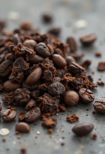 Paahdettua sikurinjuurta paloina leikkuulaudalla