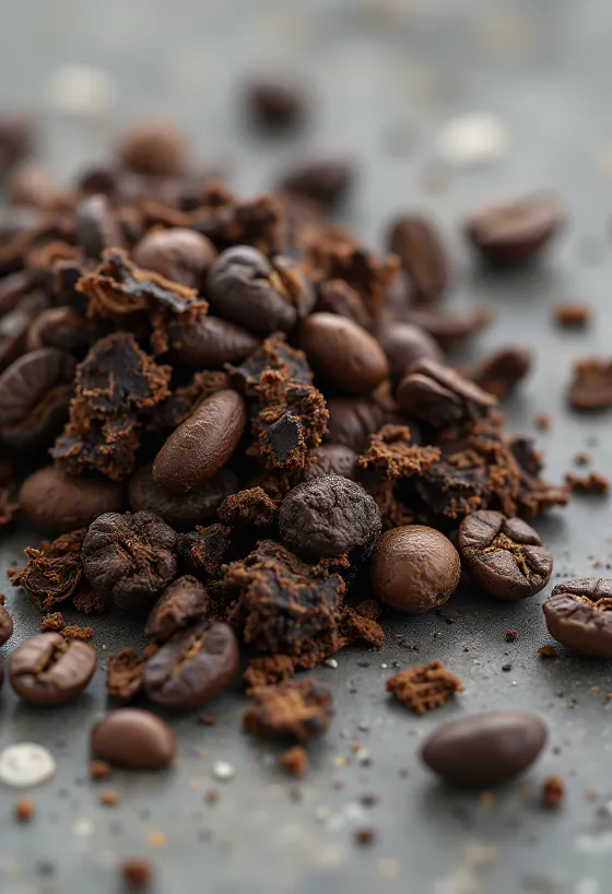 Paahdettua sikurinjuurta paloina leikkuulaudalla