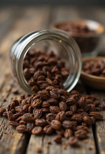 Paahdettuja rukiinjyviä leikkuulaudalla