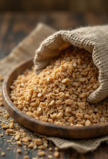 Ruislesettä kulhossa ja ripoteltuna maalaismaiselle keittiötasolle