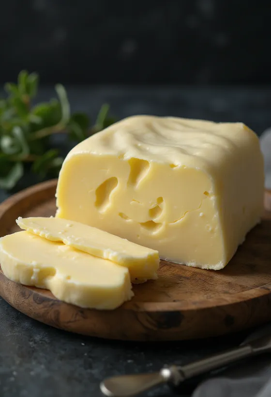 Hapatettua voita pienessä astiassa, vieressä hapatettua kermaa