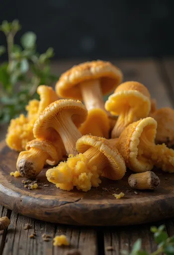 Puhdistettuja ja viipaloituja talvijuurekkaita puisella leikkuulaudalla