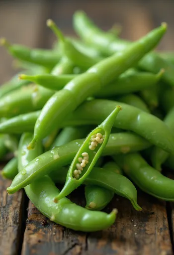 Tuoreita vihreitä papuja leikkuulaudalla, osittain pilkottuna