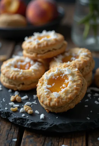 Kookos-saksanpähkinälinzer tarjoiltuna