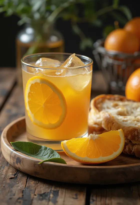 Oranssi appelsiinimehu mintunoksalla