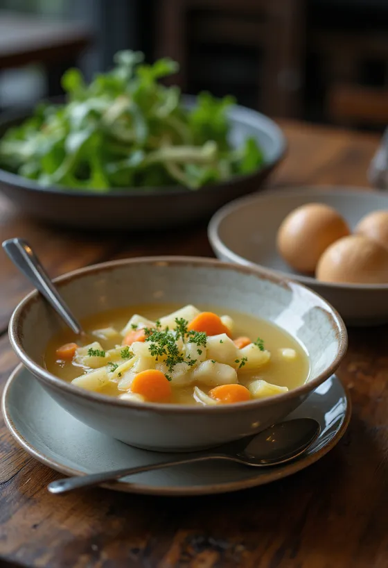 Vegaaninen kyssäkaalikeitto tarjoiltuna