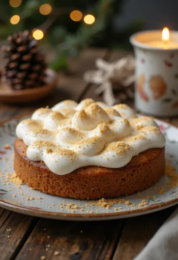 Jouluinen maustekakku koristeltuna kanelilla ja kultapölyllä