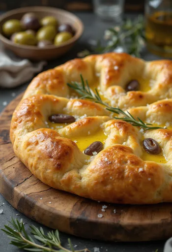 Pizza Focaccia suolalla ja oliiviöljyllä Liguriasta
