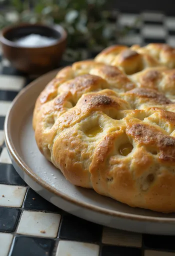 Viinifocaccia tarjoiltuna