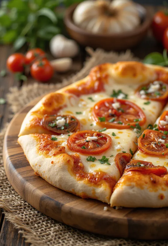 Pizza ai Pomodori Secchi aurinkokuivatuilla tomaateilla ja juustolla