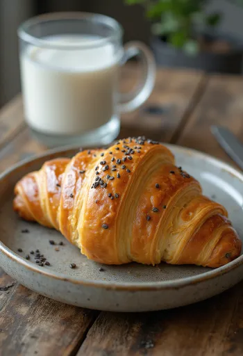 Chia-siemen croissant tarjoiltuna
