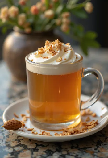 Kuuma siideri kermavaahdolla ja manteleilla