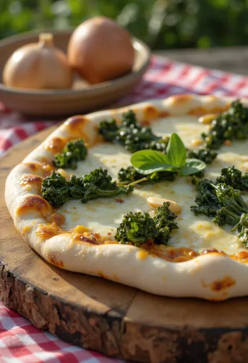 Pizza al Cavolo Nero mustakaalilla ja juustolla