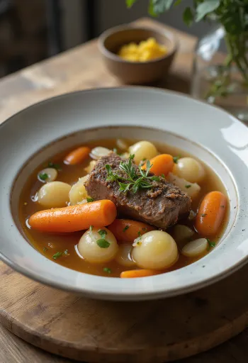 Pot-au-feu, perinteinen ranskalainen lihakeitto vihanneksilla