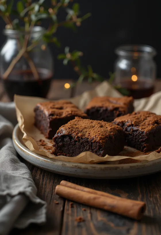 Kanelibrownie tarjoiltuna