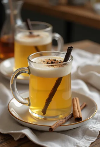 Lämmin siideri, jossa näkyy vaniljan siemeniä