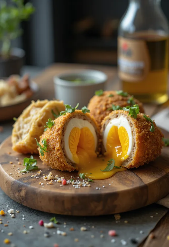 Gluteeniton scotch egg, rapealla kuorrutteella ja kananmunalla