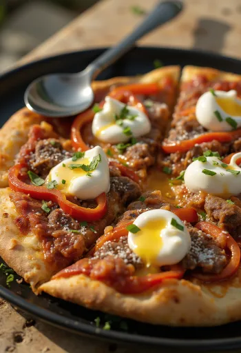 Pizza Iskender tarjoiltuna