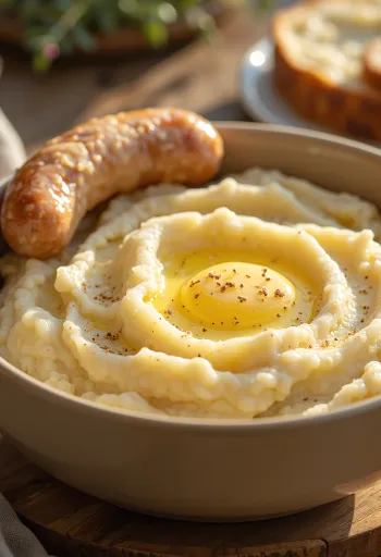 Kermainen perunamuusi voilla ja kermalla sekoitettuna