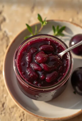 Hapanimelä luumukastike tarjoiltuna grillatun lihan kanssa