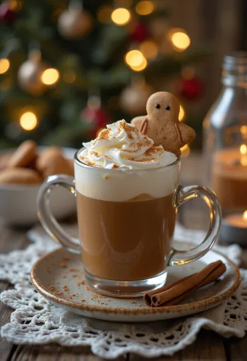 Jouluinen siideri ja piparkakku mukin reunalla