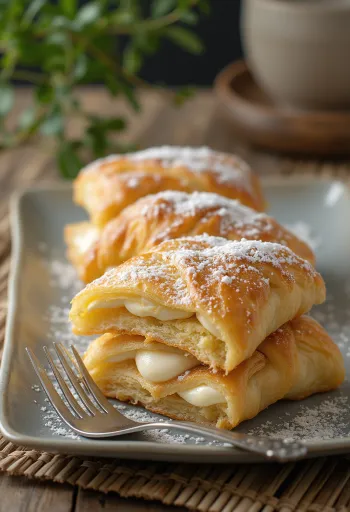 Italialainen millefoglie-kakku rapealla lehtitaikinalla ja vaniljakreemillä