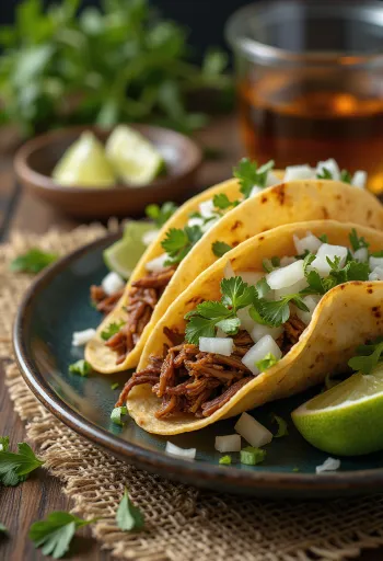 Pulled Beef Taco, mureaa naudanlihaa tortillassa, kaalisalaatin ja korianterin kera