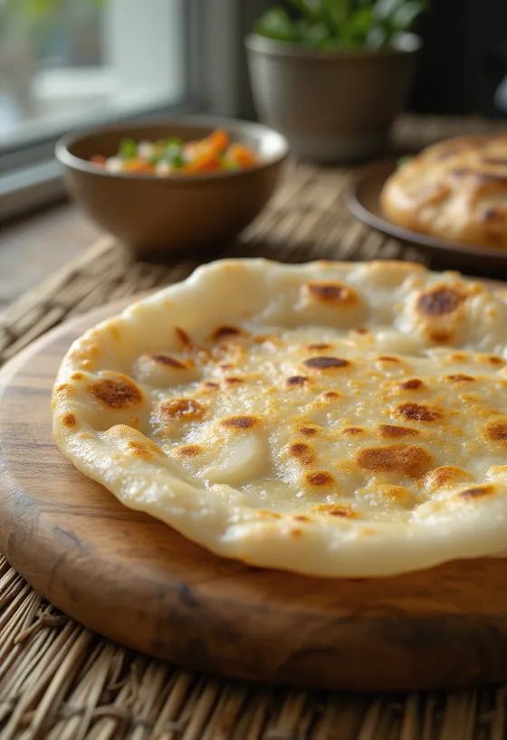 Roti kookosmaidolla, tuore ja pehmeä intialainen leipä