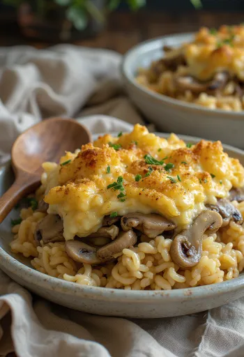 Vegaaninen sienivuoka tarjoiltuna