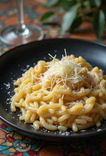 Italialainen risotto kermaisella koostumuksella, juustoilla ja mausteilla koristeltuna