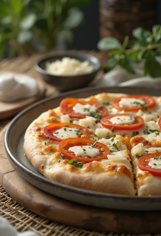 Pizza al Mascarpone basilikalla ja parmesaanilla