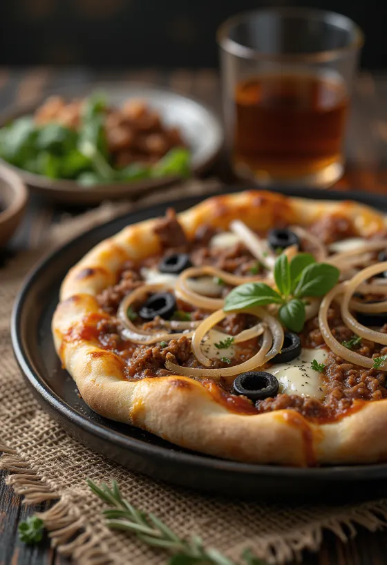 Pizza Libyenne tarjoiltuna