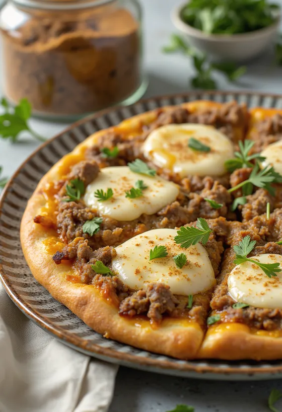 Pizza Maroccaine tarjoiltuna