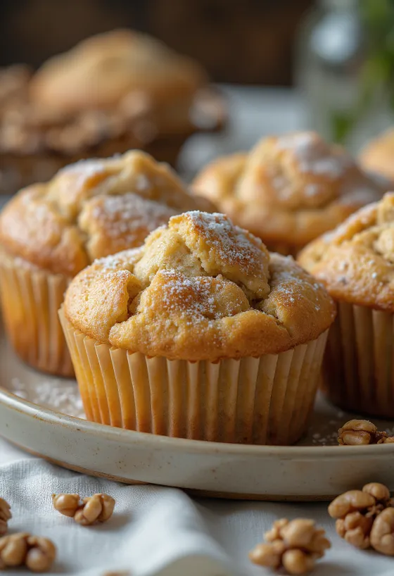 Kaneli-saksanpähkinämuffinit tarjoiltuna