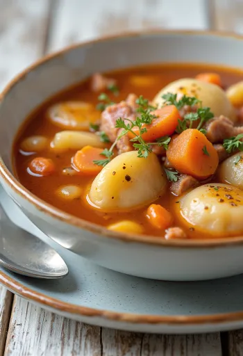 Vale-gulyas vihanneksilla ja paprikalla runsaasti maustettuna.