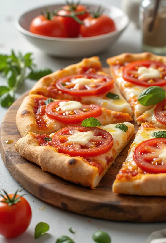 Pizza al Pomodoro Fresco tuoreilla tomaateilla ja mozzarellalla