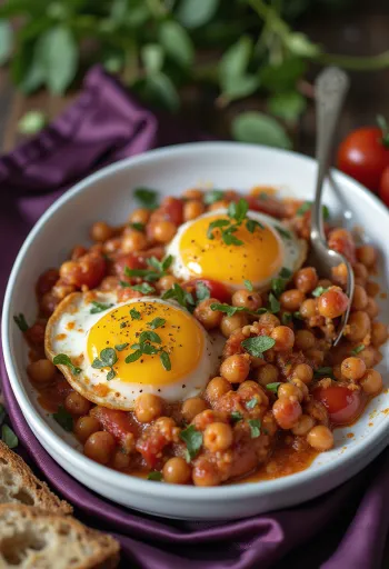 Vegaaninen munakoiso-kikhernevuoka tarjoiltuna