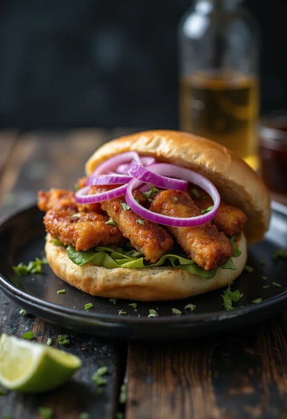 Pan con chicharrón rapealla leivällä, porsaanlihalla ja korianterilla