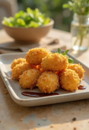 Rapea savulihakorokke halkaistuna lautasella, sisältä pehmeä peruna ja liha